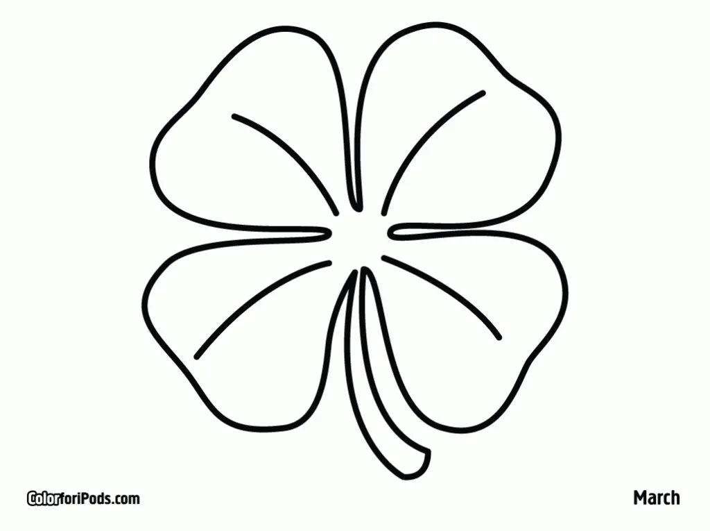 4 Leaf Clover Coloring Pages 2