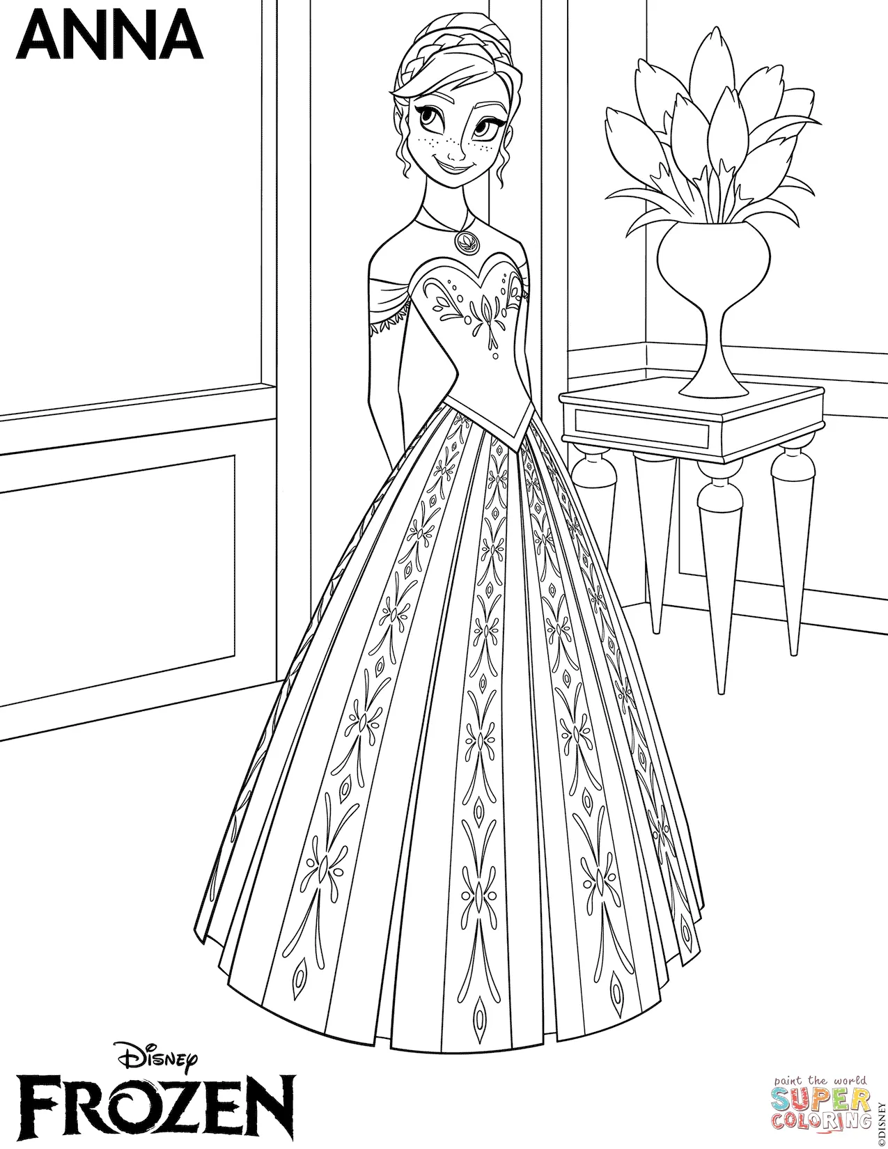 Anna Frozen Para Colorear 1