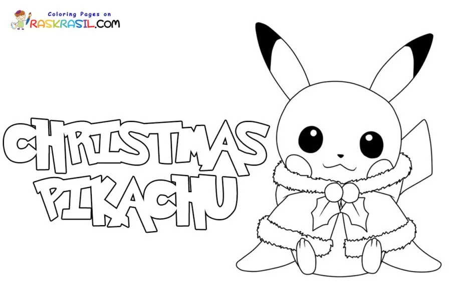 Desenhos de Pikachu de Natal Para Colorir 1