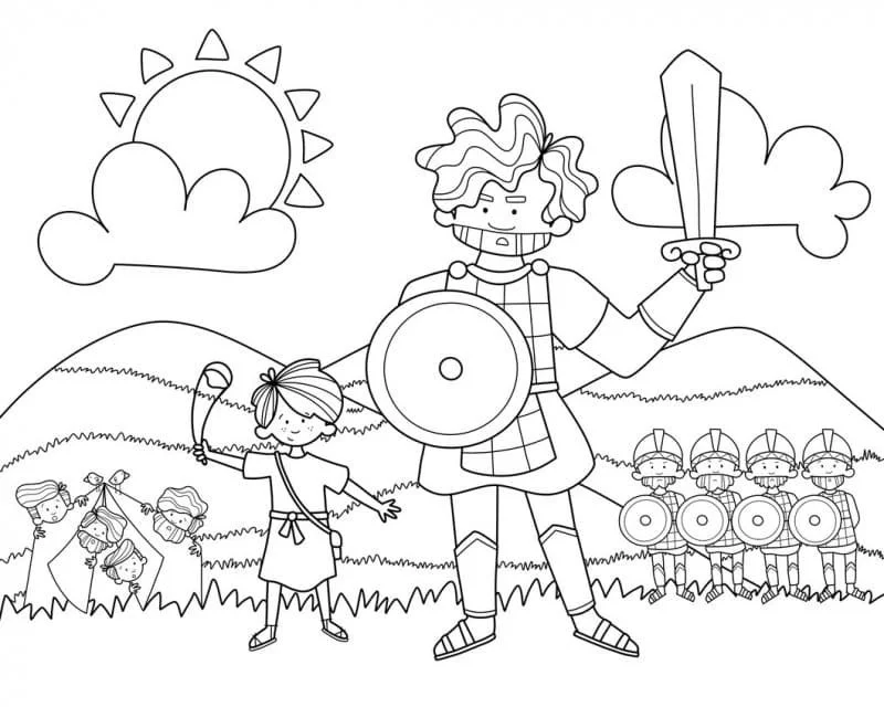 David und Goliath Ausmalbilder 11
