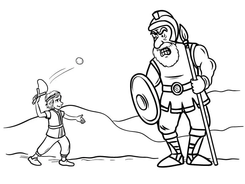 David und Goliath Ausmalbilder 7