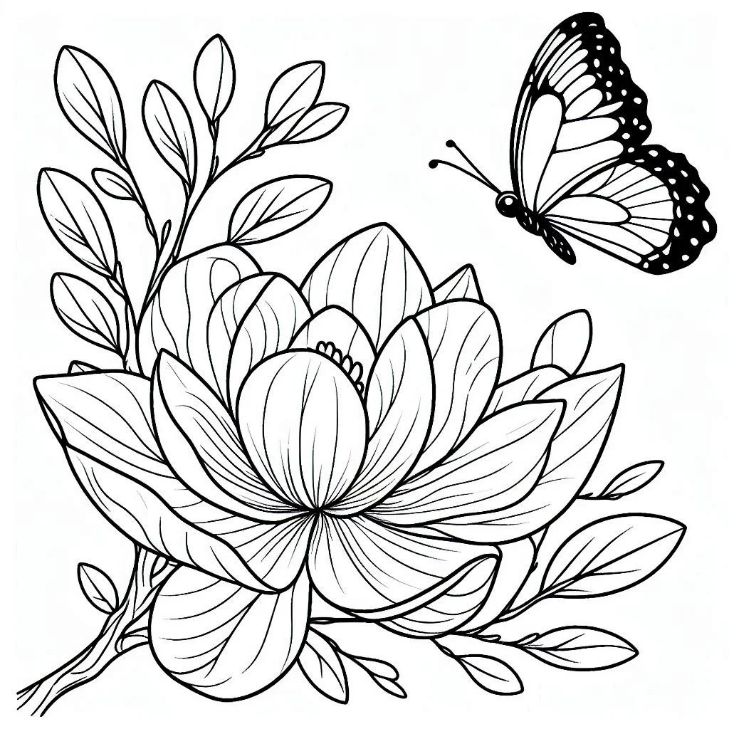 Blumen und Schmetterlinge Ausmalbilder 24
