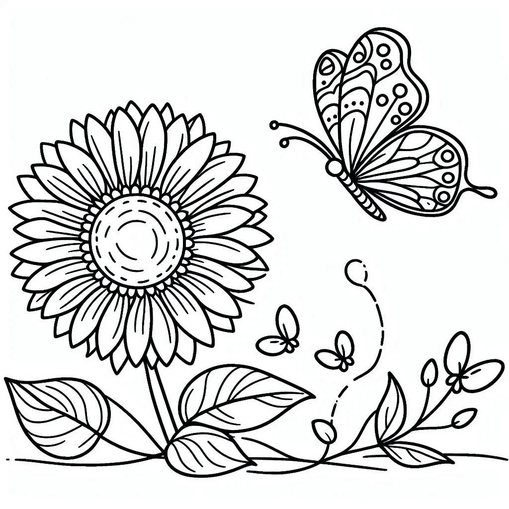 Blumen und Schmetterlinge Ausmalbilder 32