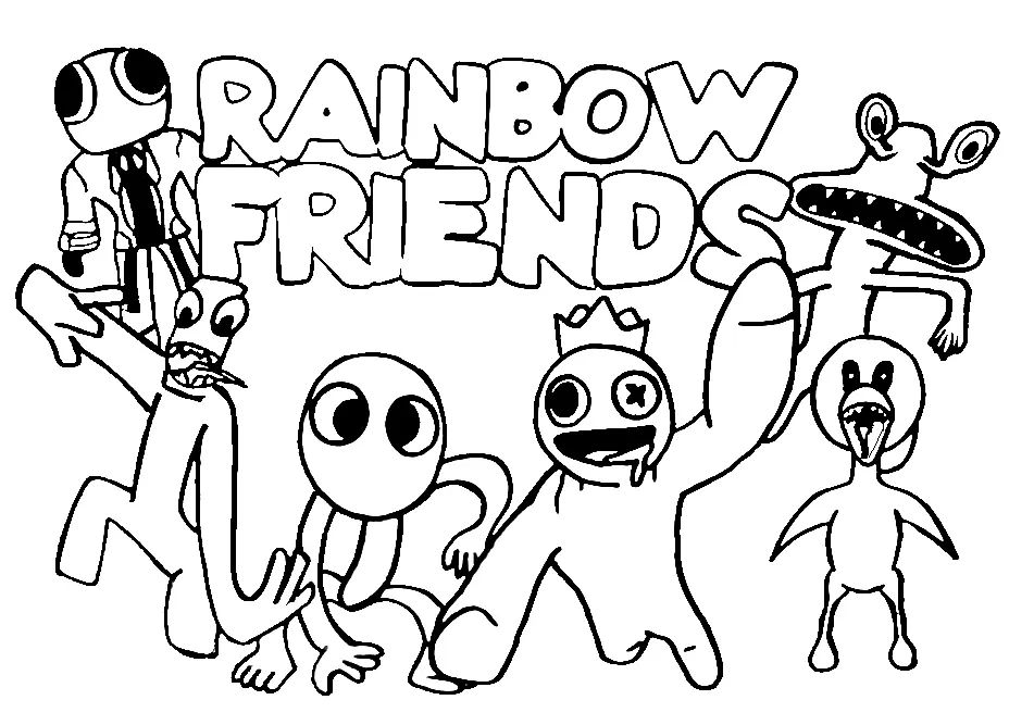Green Rainbow Friends Coloring Pages 1
