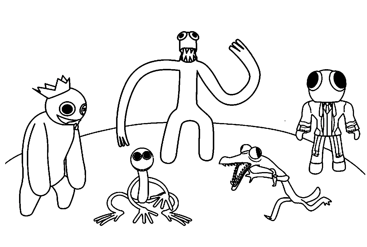 Green Rainbow Friends Coloring Pages 2