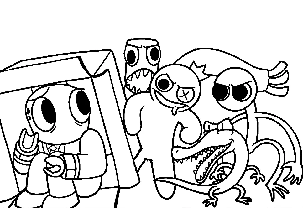 Green Rainbow Friends Coloring Pages 3