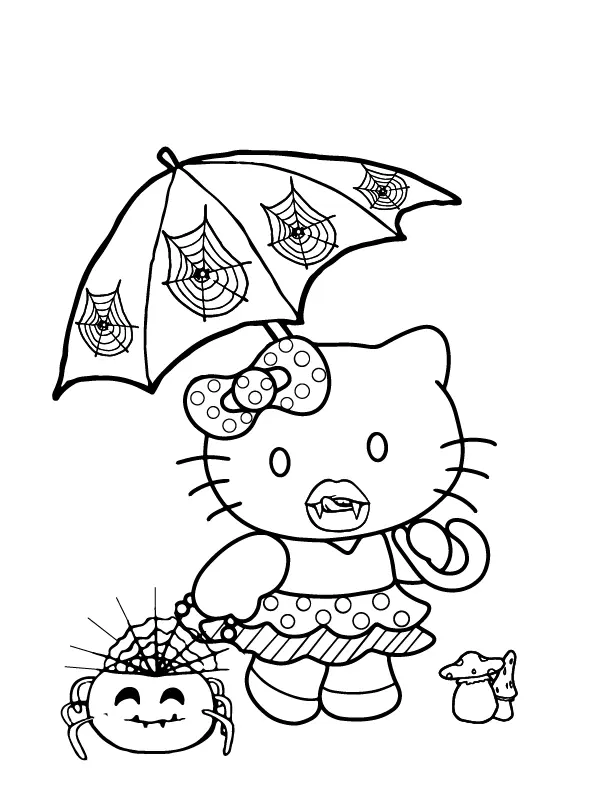 Hello Kitty Halloween Coloring Pages