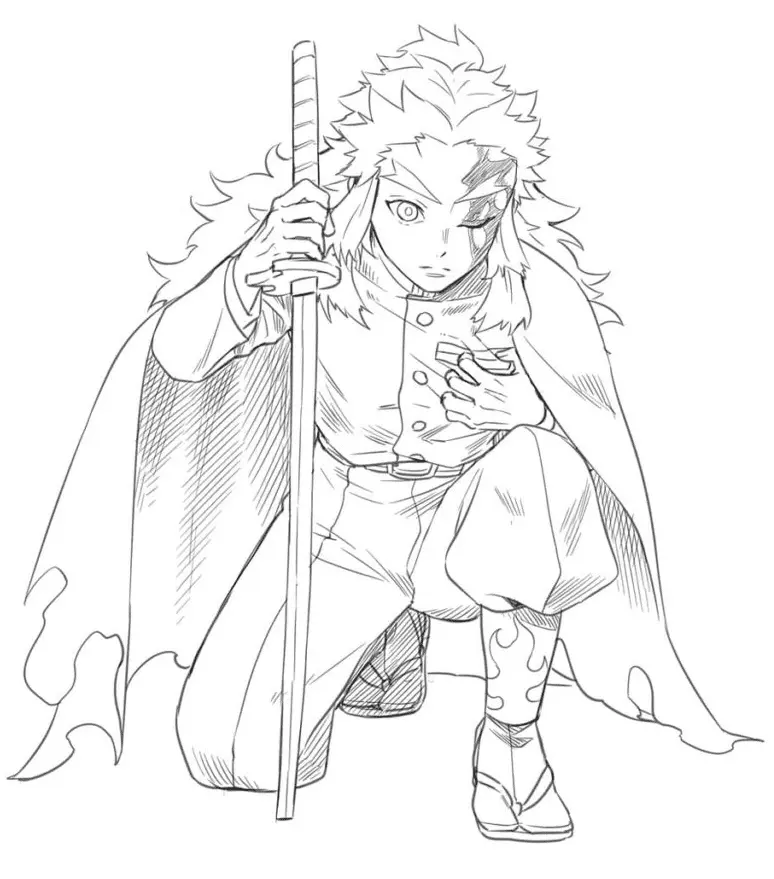 Kyojuro Rengoku Coloring Pages 7
