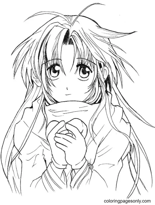 Desenhos de garotas de anime com cabelo comprido Para Colorir 51