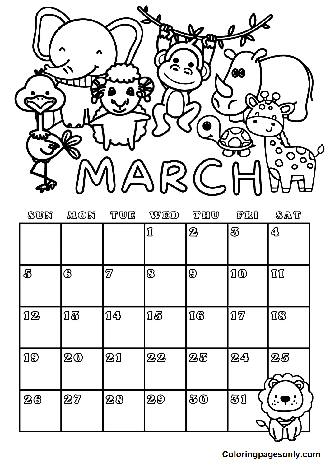 March Coloring Pages 2