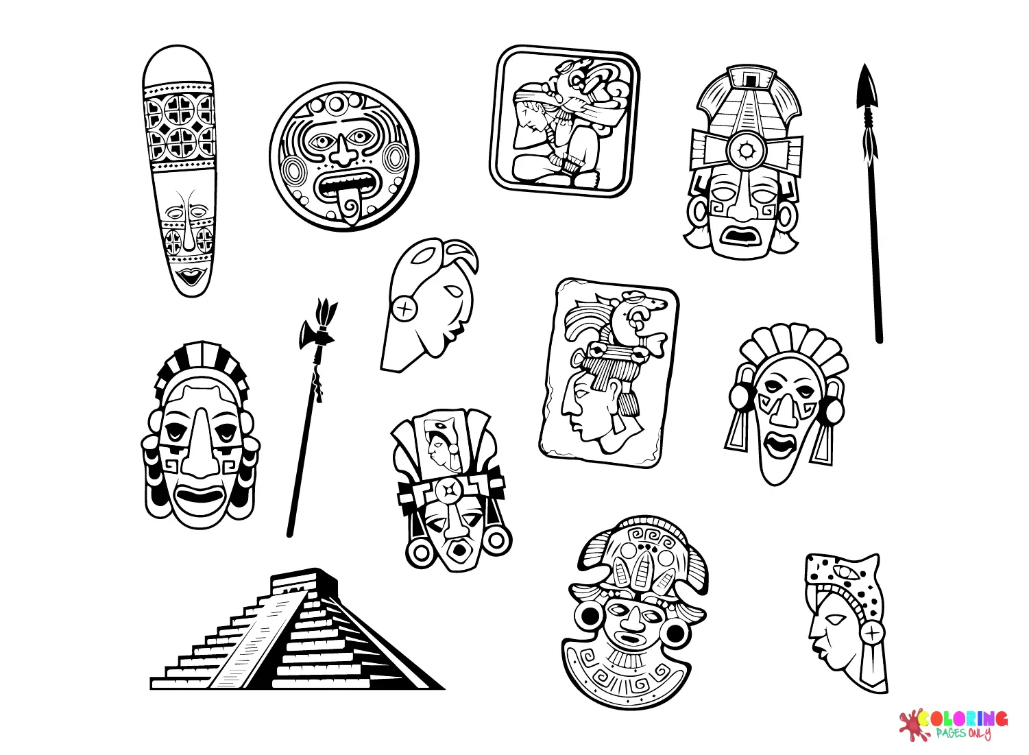 La Civilizacion Maya Para Colorear 7