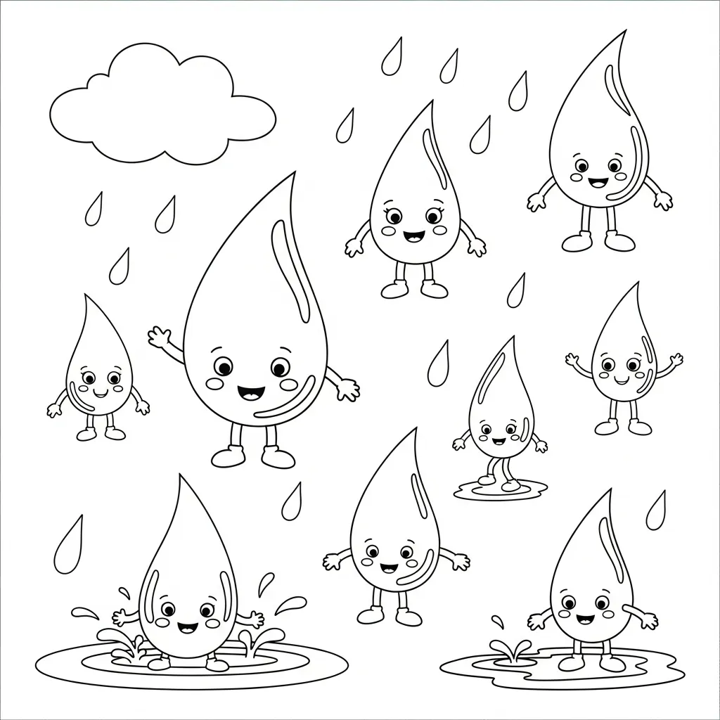 Gota de lluvia Para Colorear 8