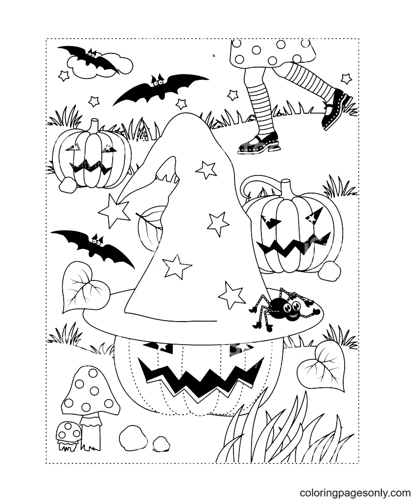 Desenhos de Chapeu de Bruxa Para Colorir 24